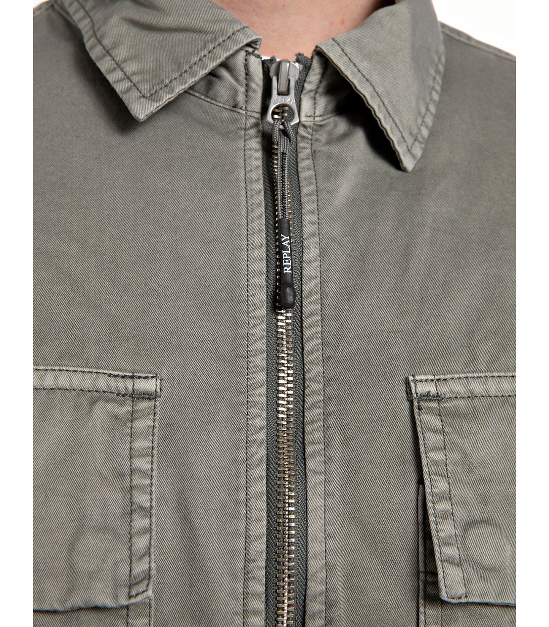 ライトコットンツイル フルジッパーシャツ 詳細画像 ミリタリーグレー 4